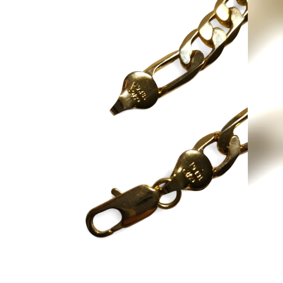 Figaro Chain 18k Gold Layered Chain Mens Necklace 22inch Gold - Picture 7 of 7